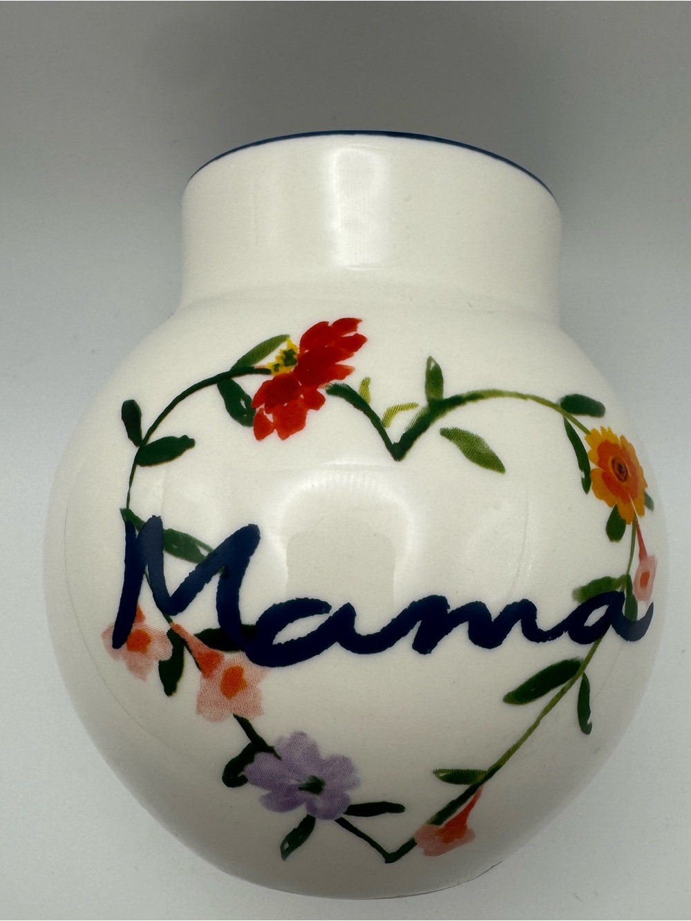 Anthropologie Mama Floral Heart Stoneware Bud Vase Mother’s Day
